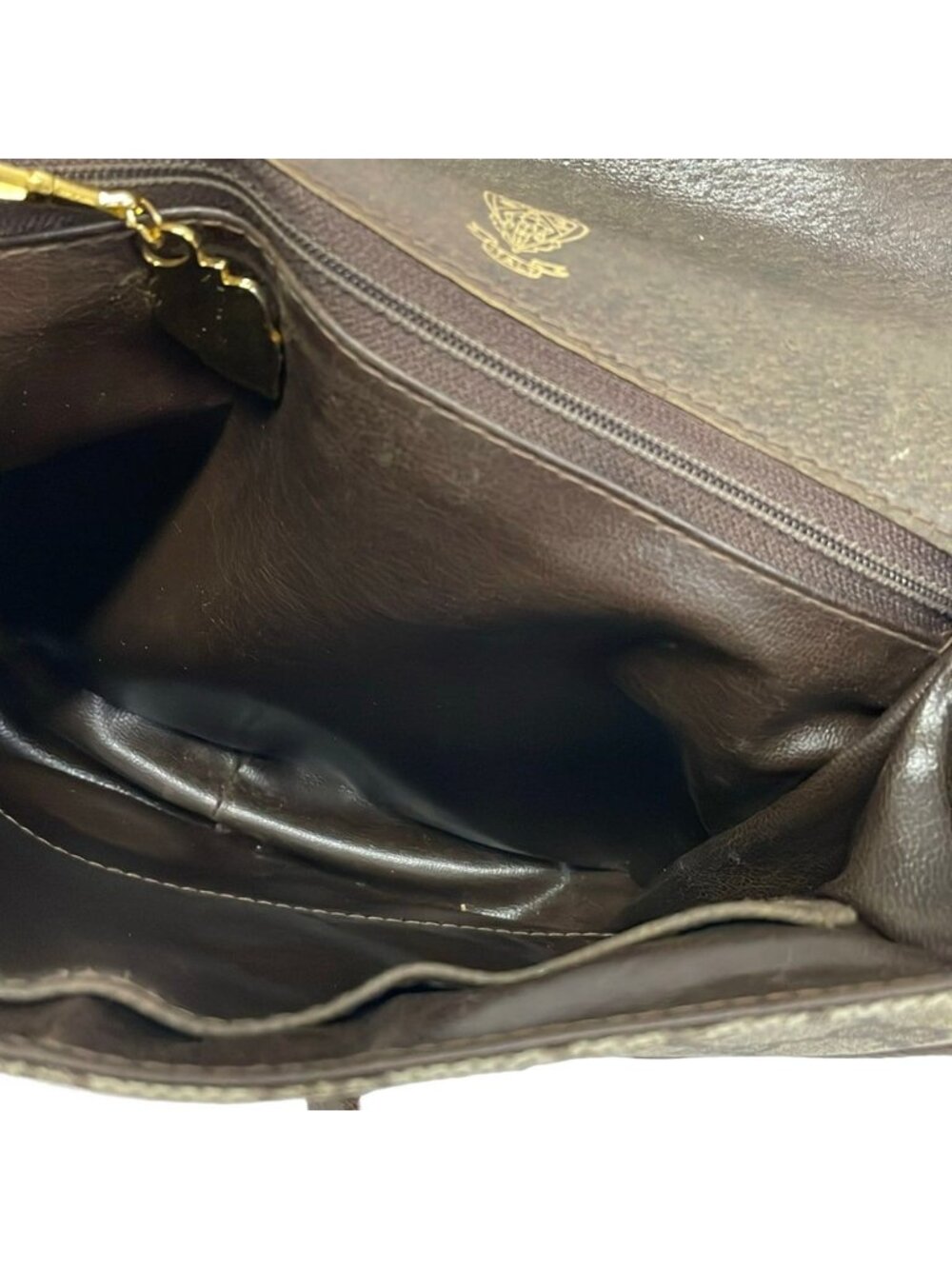 ★SOLD★ Gucci Shoulder Bag Vintage Beige Dark Brown Leather - Picture 7 of 14